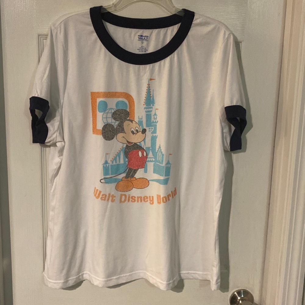 Disney White and Navy Mickey Mouse Short Sleeve Tee